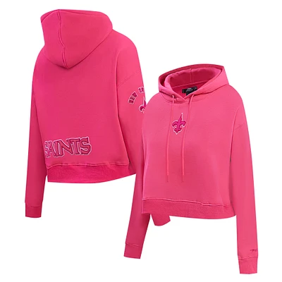 Women's Pro Standard Pink New Orleans Saints Triple Cropped Fleece Pullover Hoodie