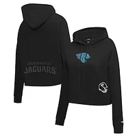 Women's Pro Standard Black Jacksonville Jaguars Jeweled Cropped Pullover Hoodie