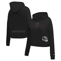 Women's Pro Standard Black Baltimore Ravens Jeweled Cropped Pullover Hoodie