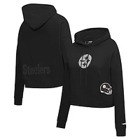 Women's Pro Standard Black Pittsburgh Steelers Jeweled Cropped Pullover Hoodie