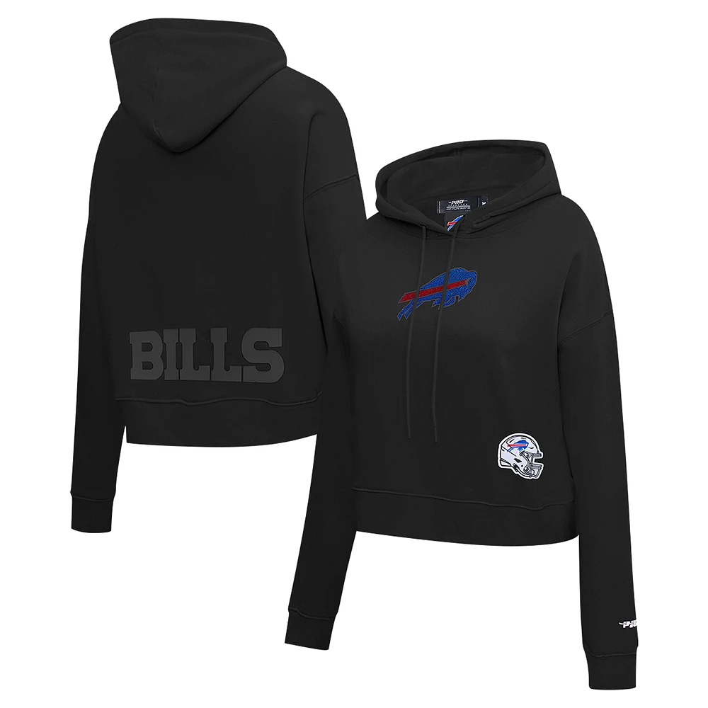 Women's Pro Standard Black Buffalo Bills Jeweled Cropped Pullover Hoodie