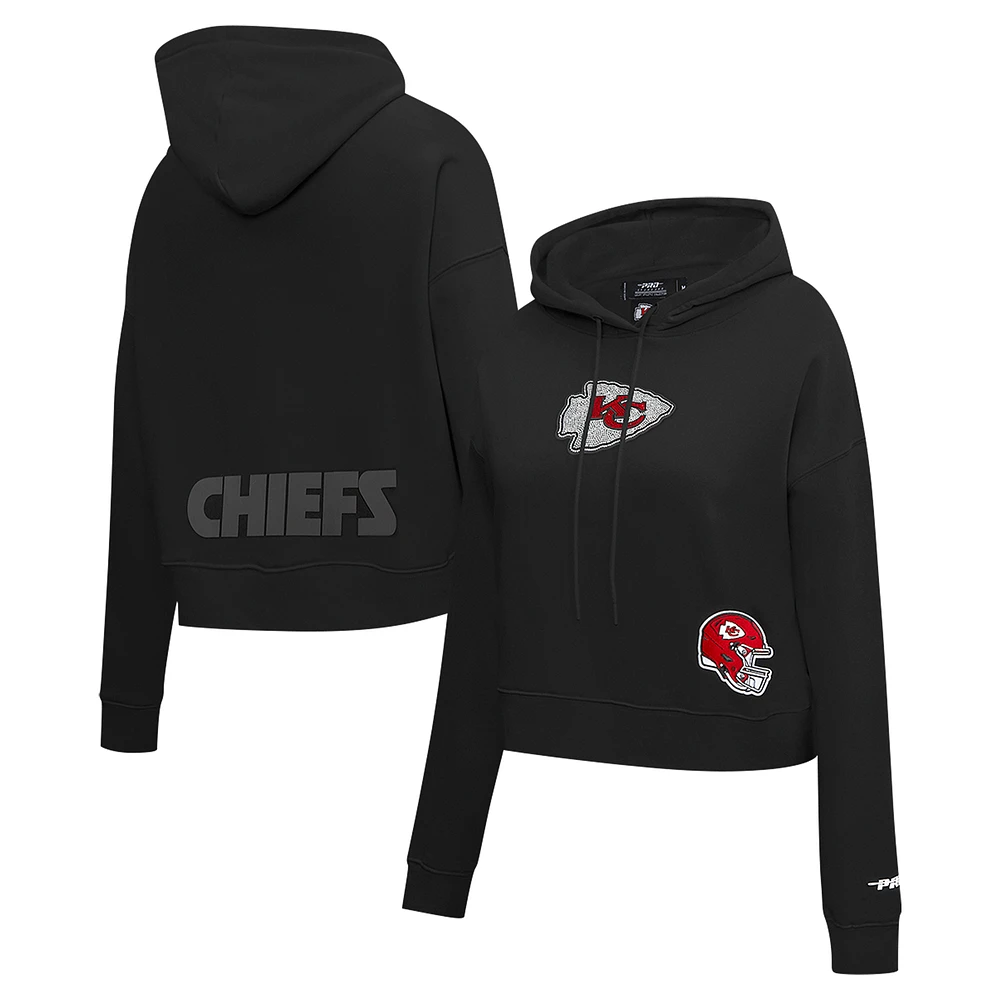 Women's Pro Standard Black Kansas City Chiefs Jeweled Cropped Pullover Hoodie