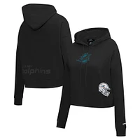 Women's Pro Standard Black Miami Dolphins Jeweled Cropped Pullover Hoodie