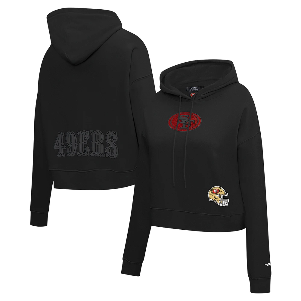 Women's Pro Standard Black San Francisco 49ers Jeweled Cropped Pullover Hoodie