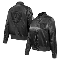 Women's Pro Standard Black Las Vegas Raiders Jeweled Satin Full-Snap Jacket