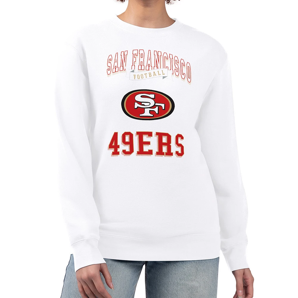 Women's G-III 4Her by Carl Banks White San Francisco 49ers Team Logo Graphic Tri-Blend Pullover Sweatshirt