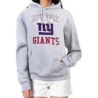 Women's G-III 4Her by Carl Banks Heather Gray New York Giants Team Logo Graphic Fleece Tri-Blend Pullover Hoodie