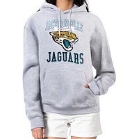 Women's G-III 4Her by Carl Banks Heather Gray Jacksonville Jaguars Team Logo Graphic Fleece Tri-Blend Pullover Hoodie
