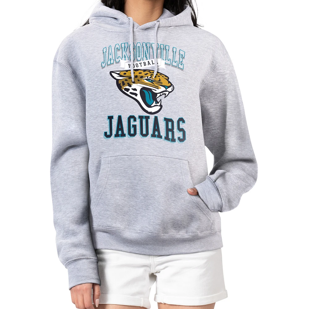 Women's G-III 4Her by Carl Banks Heather Gray Jacksonville Jaguars Team Logo Graphic Fleece Tri-Blend Pullover Hoodie