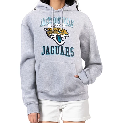 Women's G-III 4Her by Carl Banks Heather Gray Jacksonville Jaguars Team Logo Graphic Fleece Tri-Blend Pullover Hoodie