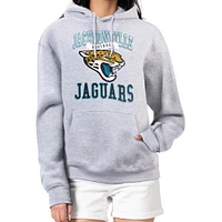 Women's G-III 4Her by Carl Banks Heather Gray Jacksonville Jaguars Team Logo Graphic Fleece Tri-Blend Pullover Hoodie