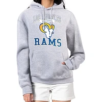 Women's G-III 4Her by Carl Banks Heather Gray Los Angeles Rams Team Logo Graphic Fleece Tri-Blend Pullover Hoodie