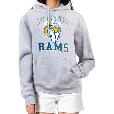 Women's G-III 4Her by Carl Banks Heather Gray Los Angeles Rams Team Logo Graphic Fleece Tri-Blend Pullover Hoodie