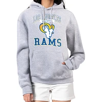 Women's G-III 4Her by Carl Banks Heather Gray Los Angeles Rams Team Logo Graphic Fleece Tri-Blend Pullover Hoodie