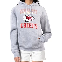 Women's G-III 4Her by Carl Banks Heather Gray Kansas City Chiefs Team Logo Graphic Fleece Tri-Blend Pullover Hoodie