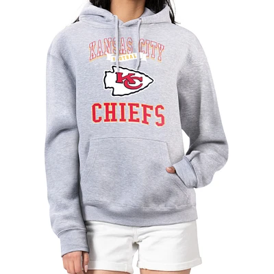 Women's G-III 4Her by Carl Banks Heather Gray Kansas City Chiefs Team Logo Graphic Fleece Tri-Blend Pullover Hoodie
