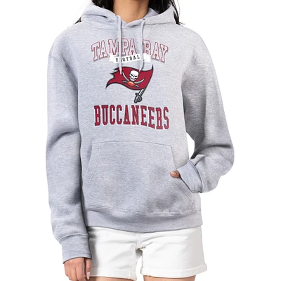 Women's G-III 4Her by Carl Banks Heather Gray Tampa Bay Buccaneers Team Logo Graphic Fleece Tri-Blend Pullover Hoodie