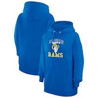Women's G-III 4Her by Carl Banks Royal Los Angeles Rams Team Logo Graphic Fleece Tri-Blend Pullover Hoodie