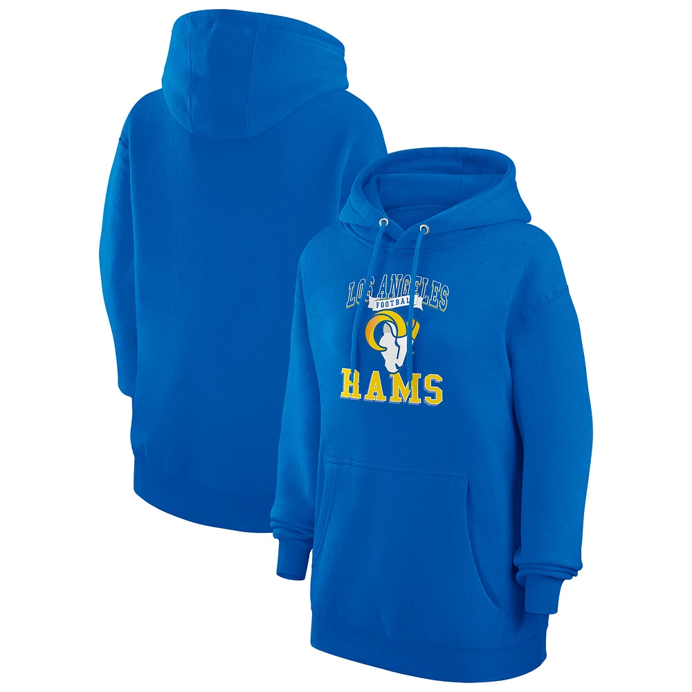 Women's G-III 4Her by Carl Banks Royal Los Angeles Rams Team Logo Graphic Fleece Tri-Blend Pullover Hoodie