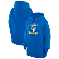 Women's G-III 4Her by Carl Banks Royal Los Angeles Rams Team Logo Graphic Fleece Tri-Blend Pullover Hoodie