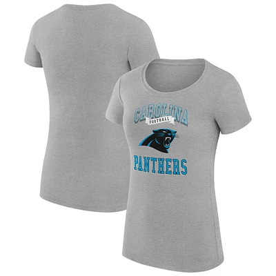 Women's G-III 4Her by Carl Banks Heather Gray Carolina Panthers Team Logo Graphic Fitted T-Shirt