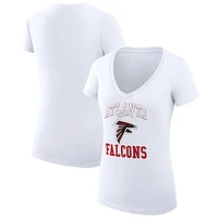 Women's G-III 4Her by Carl Banks White Atlanta Falcons Team Logo Graphic Fitted V-Neck T-Shirt