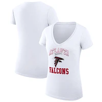 Women's G-III 4Her by Carl Banks White Atlanta Falcons Team Logo Graphic Fitted V-Neck T-Shirt