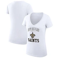 Women's G-III 4Her by Carl Banks New Orleans Saints Team Logo Graphic Fitted V-Neck T-Shirt