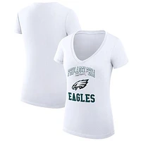 Women's G-III 4Her by Carl Banks Philadelphia Eagles Team Logo Graphic Fitted V-Neck T-Shirt