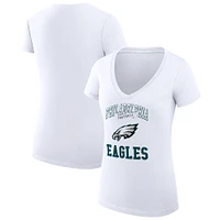 Women's G-III 4Her by Carl Banks Philadelphia Eagles Team Logo Graphic Fitted V-Neck T-Shirt