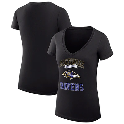 Women's G-III 4Her by Carl Banks Baltimore Ravens Team Logo Graphic Fitted V-Neck T-Shirt