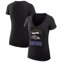 Women's G-III 4Her by Carl Banks Black Baltimore Ravens Team Logo Graphic Fitted V-Neck T-Shirt