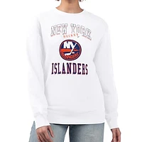 Women's G-III 4Her by Carl Banks White New York Islanders Team Logo Tri-Blend Fleece Pullover Sweatshirt