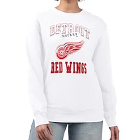 Women's G-III 4Her by Carl Banks White Detroit Red Wings Team Logo Tri-Blend Fleece Pullover Sweatshirt