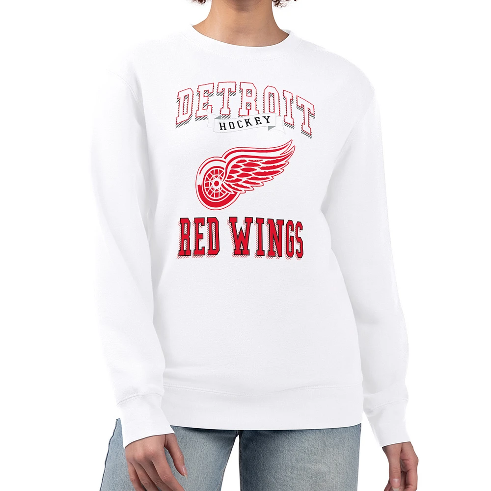 Women's G-III 4Her by Carl Banks White Detroit Red Wings Team Logo Tri-Blend Fleece Pullover Sweatshirt