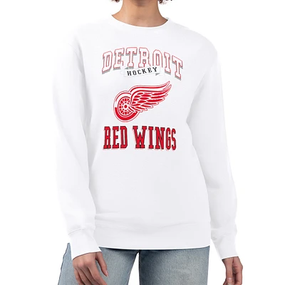 Women's G-III 4Her by Carl Banks White Detroit Red Wings Team Logo Tri-Blend Fleece Pullover Sweatshirt