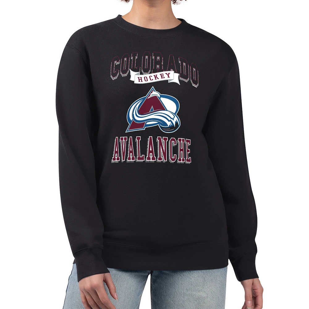 Women's G-III 4Her by Carl Banks Black Colorado Avalanche Team Logo Tri-Blend Fleece Pullover Sweatshirt