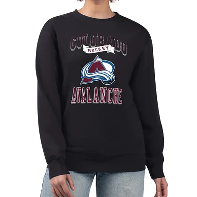 Women's G-III 4Her by Carl Banks Black Colorado Avalanche Team Logo Tri-Blend Fleece Pullover Sweatshirt