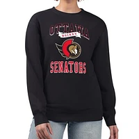 Women's G-III 4Her by Carl Banks Black Ottawa Senators Team Logo Tri-Blend Fleece Pullover Sweatshirt