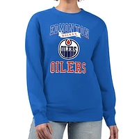 Women's G-III 4Her by Carl Banks Royal Edmonton Oilers Team Logo Tri-Blend Fleece Pullover Sweatshirt
