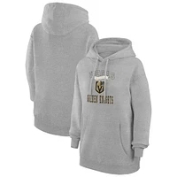 Women's G-III 4Her by Carl Banks Heather Gray Vegas Golden Knights Team Logo Tri-Blend Fleece Pullover Hoodie