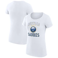 Women's G-III 4Her by Carl Banks White Buffalo Sabres Team Logo Graphic Fitted T-Shirt