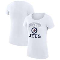 Women's G-III 4Her by Carl Banks White Winnipeg Jets Team Logo Graphic Fitted T-Shirt