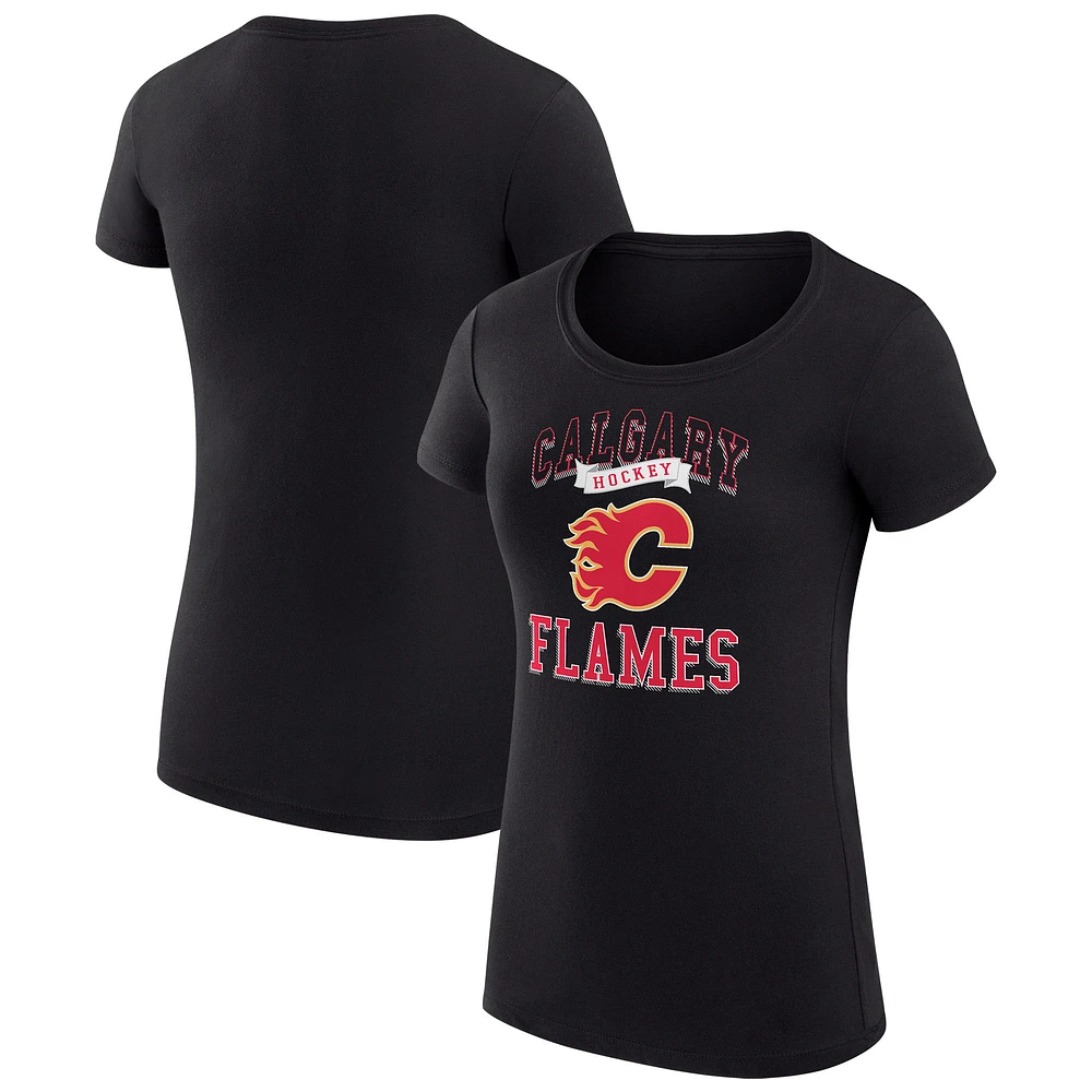 Women's G-III 4Her by Carl Banks Calgary Flames Team Logo Graphic Fitted T-Shirt