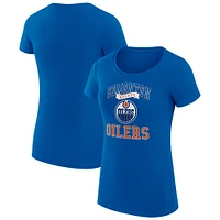 Women's G-III 4Her by Carl Banks Royal Edmonton Oilers Team Logo Graphic Fitted T-Shirt