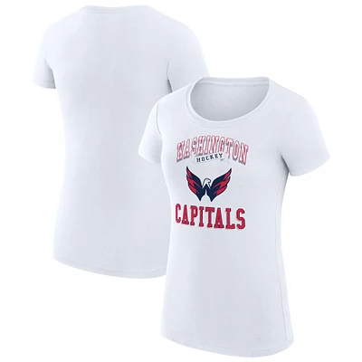 Women's G-III 4Her by Carl Banks White Washington Capitals Team Logo Graphic Fitted T-Shirt