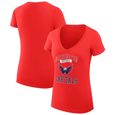 Women's G-III 4Her by Carl Banks Washington Capitals Team Logo Graphic V-Neck Fitted T-Shirt