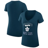 Women's G-III 4Her by Carl Banks Navy Toronto Maple Leafs Team Logo Graphic V-Neck Fitted T-Shirt