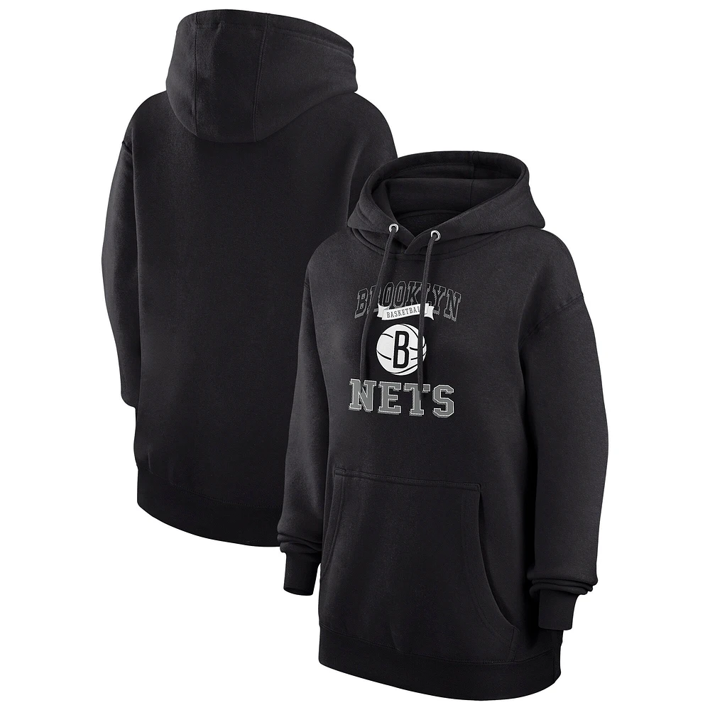 Women's G-III 4Her by Carl Banks Black Brooklyn Nets Graphic Fleece Pullover Hoodie