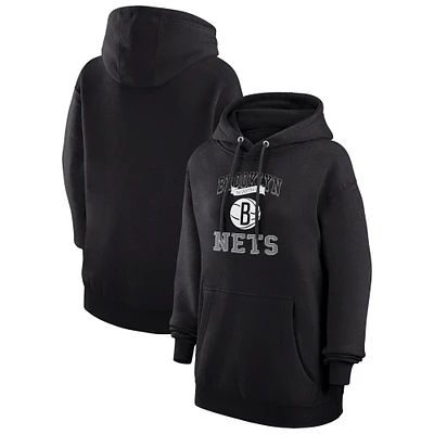 Women's G-III 4Her by Carl Banks Black Brooklyn Nets Graphic Fleece Pullover Hoodie